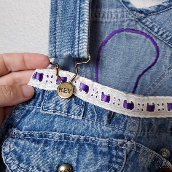 Vintage KEY Waist 32 Disney Tinkerbell Tinker Peterpan Denim Jeam Overalls - Picture 4 of 12